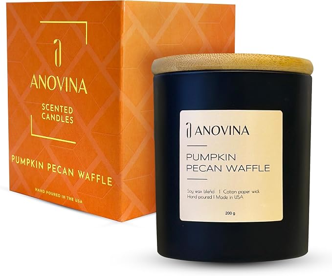 Anovina Pumpkin Candle – Fall Scented Candle with Premium Soy Wax Blend – Cozy Autumn & Holiday Gift Candle for Women and Men