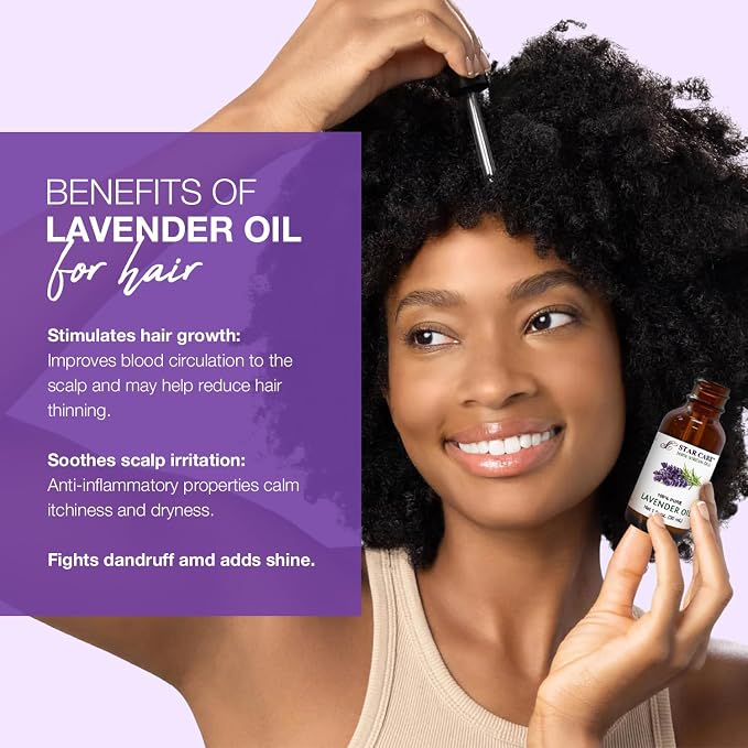 100% Pure Lavender Essential Oil 1 fl oz (30ml) Undiluted Steam Distilled Lavender Oil for Aromatherapy, Diffuser, Skin, Hair & Scalp Care, DIY Candle & Soap Making with Glass Dropper
