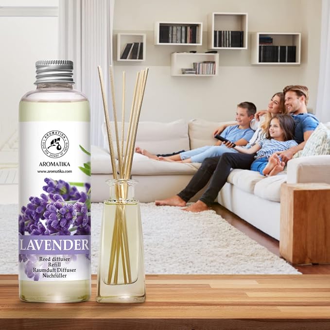 Lavender Reed Diffuser Refill 6.8 Fl Oz - Lavanda Refill - Room Fragrance Diffuser w/Natural Essential Lavender Oil - Reed Diffuser Oil Refill for Spa - Aromatherapy - Home - Bath - Restaurant