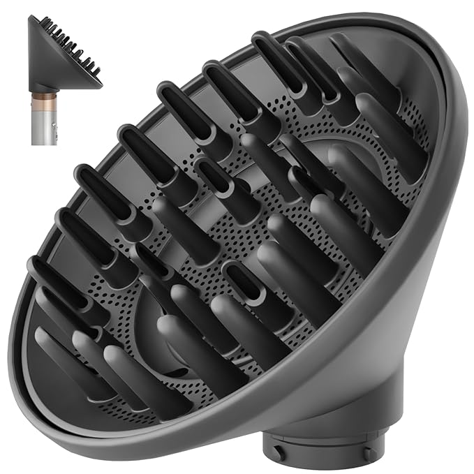 Upgraded 6IN Diffuser Attachment for Dyson Airwrap Styler HS01 HS05 HS08, Hair Diffuser Nozzle for Fast Drying and Styling Wave Curly Thick Hair