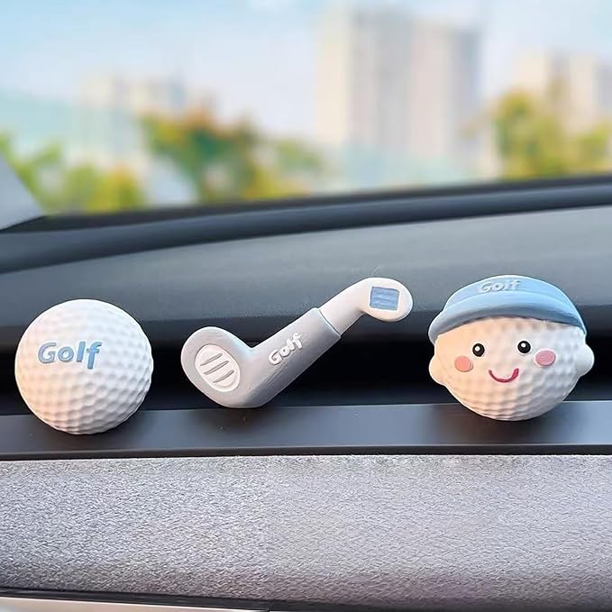Golf Car Air Freshener Vent Clip Set (3 Pack), Plaster Diffuser, Cute Car Accessories (Essential Oil Not Included)