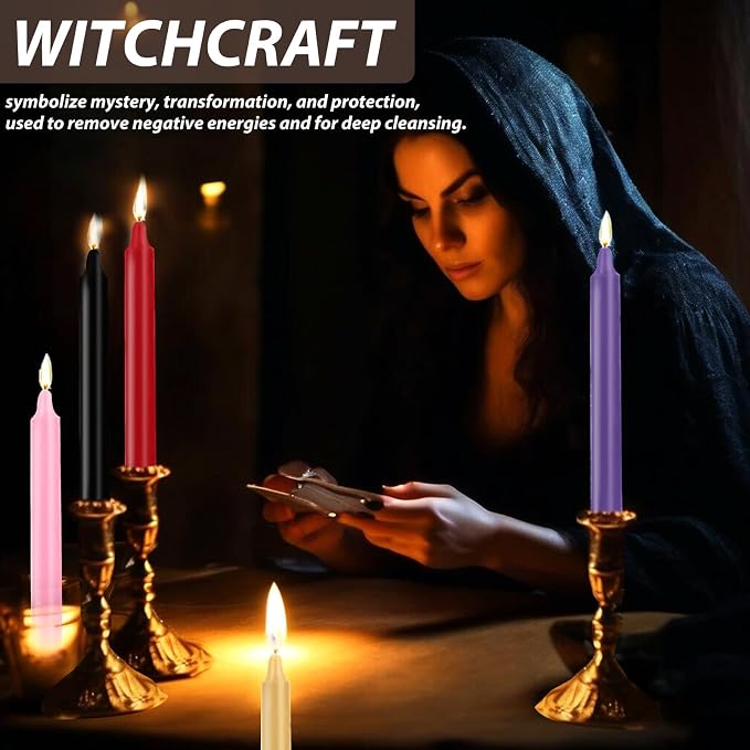 100 Pack Multicolor Spell Chime Candles – Premium Mini Unscented Taper Candles for Rituals, Prayer, Meditation, Altar, Spells – 4" Tall – Ideal for Witches & Spiritual Practices