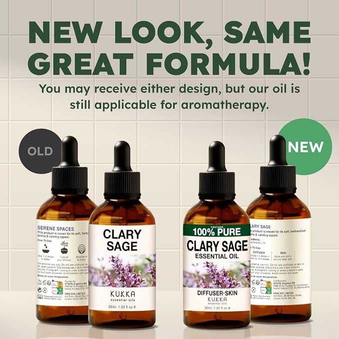 100% Pure Clary Sage Oil - 1.02 Fl Oz Clary Sage Essential Oil for Hair, Skin, Diffuser, Aromatherapy & DIY Soap Making Scent