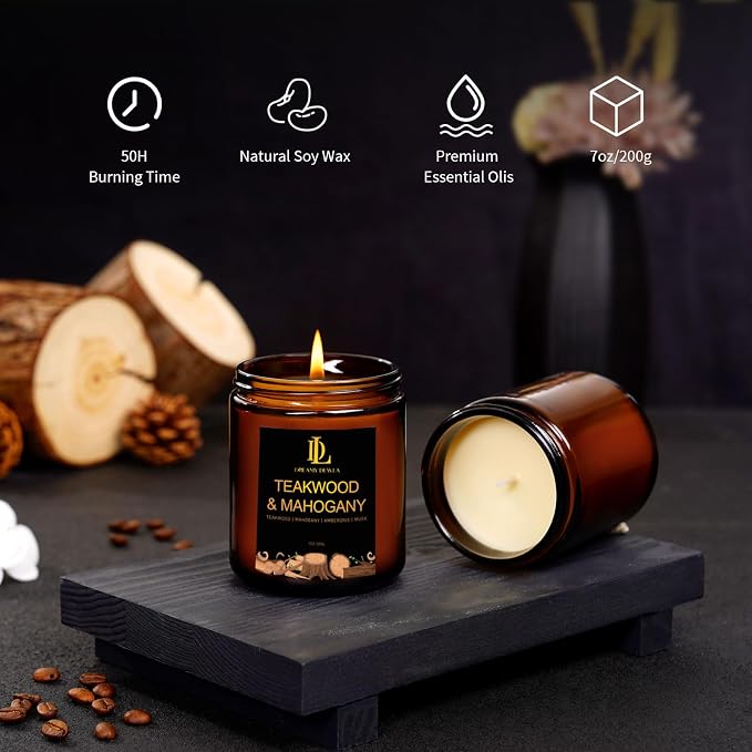8 Pack Candles for Home Scented, Scented Candles Gifts Set for Women Men, 56 oz Soy Candle Set, Scents of Teakwood/Smoke Vanilla/Cologne/Coffee/Patchouli/Oak/Sandalwood/Cupcake