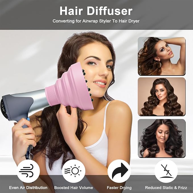 Universal Collapsible Hair Dryer Diffuser Attachment-Foldable Portable Travel and Easy Storage Hair Diffuser Fit Most Hair Dryers with Nozzle Diameter D-1.575Inch to 1.968 Inch (4-5cm)- Pink