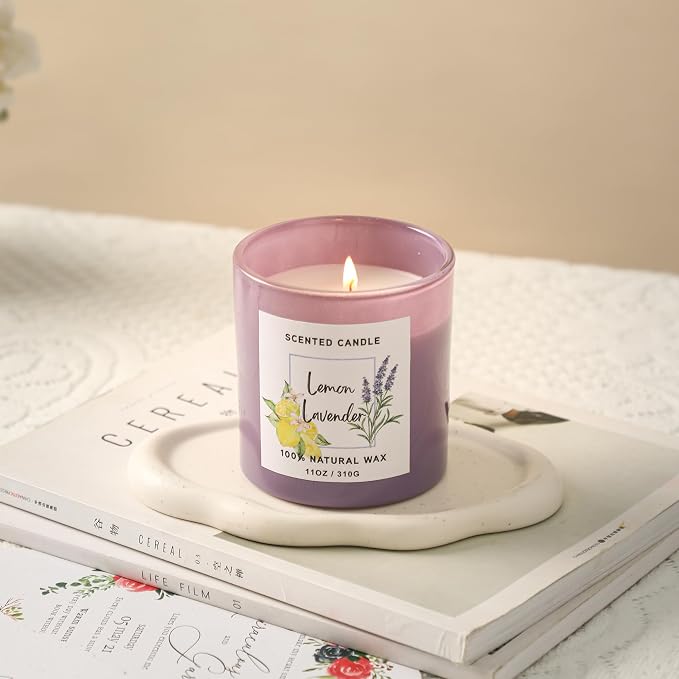 Lavender Candle for Women - Lemon Lavender Scented Candle - Summer Candles,11oz Soy Candles for Home Scented, Birthday Gifts Candle for Women Men