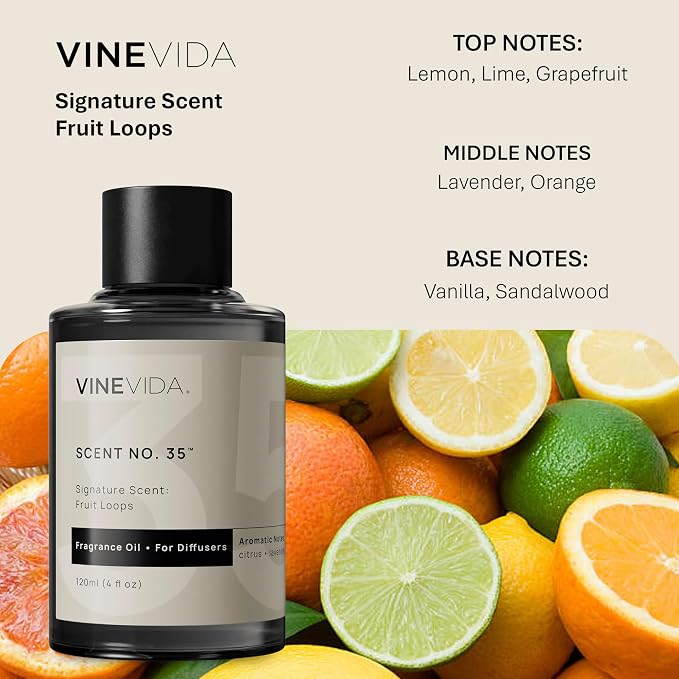 VINEVIDA [4 Fl Oz] Fruit Loops Fragrance Oil for Cold Air Diffusers, Essential Oils for Diffuser Oil Refill & Air Freshener Room Spray