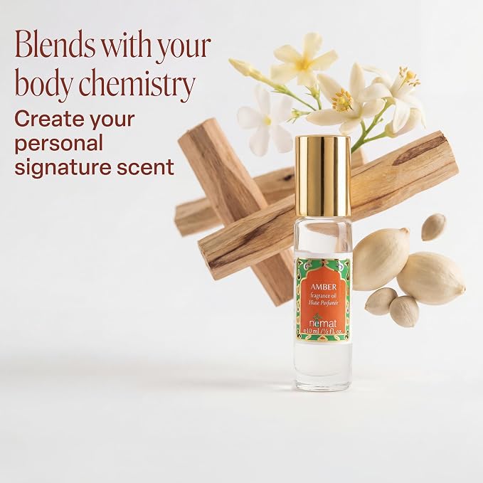 Nemat International Amber Perfume Oil Roll-On – Long Lasting Alcohol Free Amber Oil Perfume for Women and Men, Essential Oil Based Fragrance, Clean Vegan Body Oil Roll On, 10 ml / 0.33 fl Oz