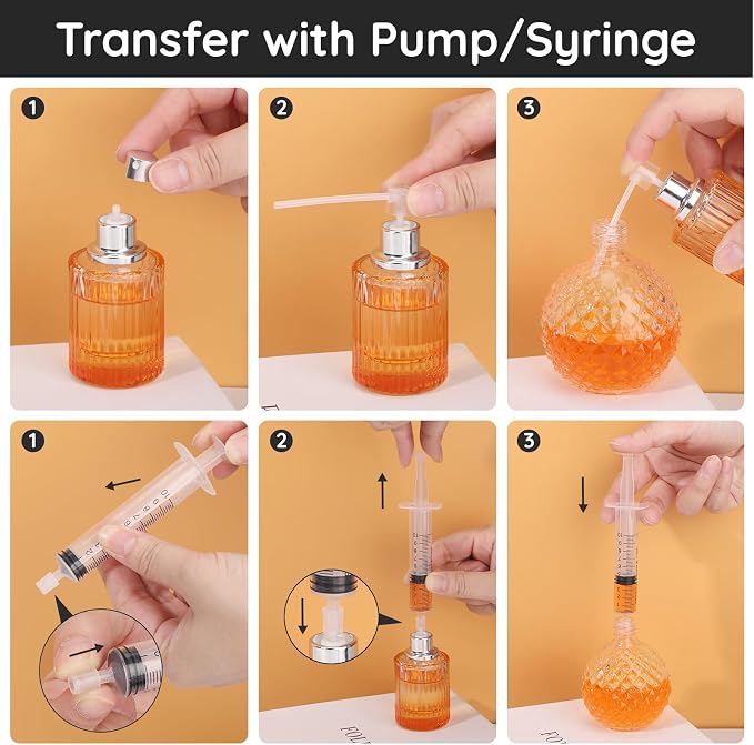 Segbeauty 10ml Perfume Refill Kit Transfer Pump, 0.34oz Large Plastic Perfume Travel Refill Tools, Dispenser Pump Funnel for Refill, 8pcs Dropper Extractor Set for Refillable Cologne Perfume Atomizer