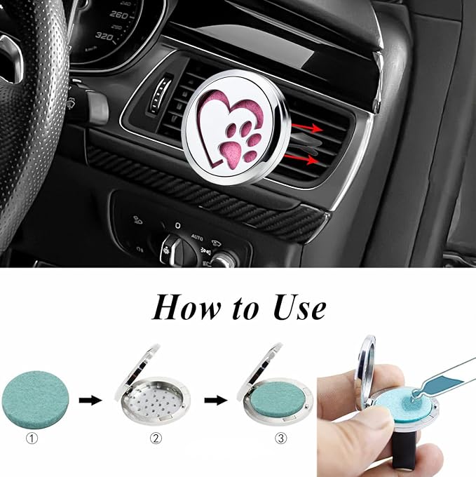 Love Dog Essential Oil Car Diffuser Vent Clips Air Freshener Car Accessories for Women Mother's Birthday Gifts with 10 Refill Pad