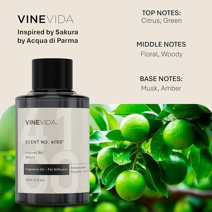VINEVIDA [4 Oz] Inspired by: Sakura; Diffuser Oil Refill | Premium Scent Diffuser Oil for Home | Non-Toxic Fragrance