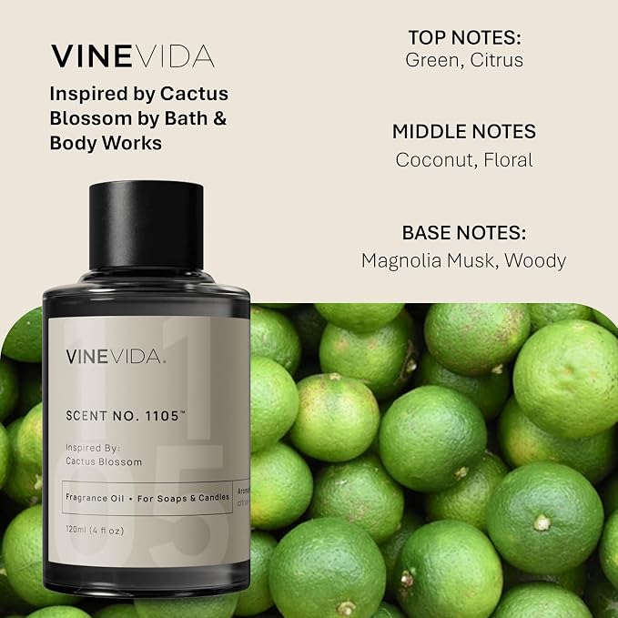 VINEVIDA [4oz] Cactus Blossom Fragrance Oil for Candle Making and Soap Making - Premium Candle Scents for Soy Candles