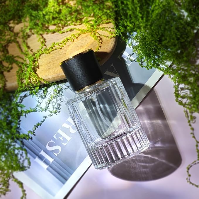 50ml/1.7 Oz Glass Spray Bottle Perfume Atomizer,Round Glass Perfume Travel Refillable Spray Bottle Empty with 3 Kinds of Dispenser (Clear2)