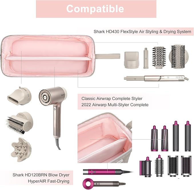 Leudes Hair Tools Travel Bag for Shark Flexstyle Carrying Case Portable Shark Hair Air Wrap Dryer Case Waterproof Dustproof Flat Curling Iron Travel Organizer (Camel)
