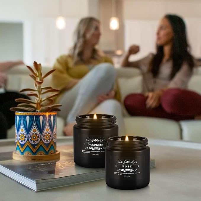 Howemon Scented Candle Set 12 Pack,Black, Candle for Home Scented, Odor Eliminating, Stress Relief, Long Lasting Soy Wax Gift Set