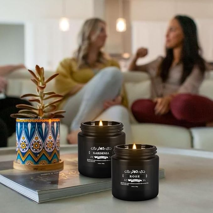 YOROXRG Scented Candles Gifts Set 24 Pack Soy Wax Travel Tin Jar Candles for Home 3.05 OZ for Mom for Christmas, Birthday, Thanksgiving, Mother's Day,Father'Day(Black)