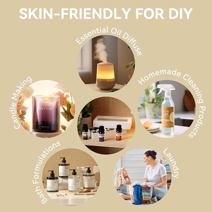 Essential Oils Sets - 6 Premium Fragrance Oils for Diffusers | Candles & Aromatherapy, Calm Mind, Sweet Dreams, Happy, Relax, Air Freshening, for Humidifiers, Massage, 6x10ML