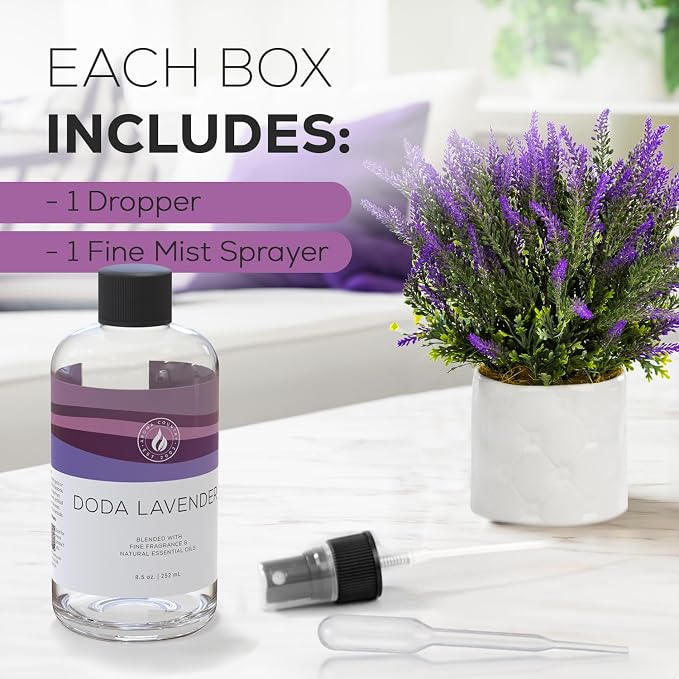 Aroma Country Lavender Fields Diffuser Oil - Luxury Essential Oils for Diffuser Refill & Air Freshener Room Spray - Long-Lasting & Natural Home Fragrance, Scented Oil for Diffusers (8.5 Fl. oz)