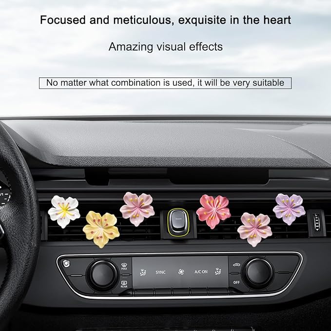 Bittwee 4PCS Car Air Vent Clip, Cute Refillable Flower Aesthetic Automotive Vent Clip Air Freshener Diffuser for Women Girls, Vehicle Interior Decoration Universal for SUV Truck RV and More（White）