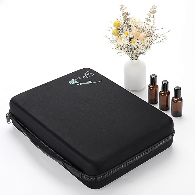 Hipiwe 108 Essential Oils Carrying Case Holds 5ml, 10ml, 15ml Bottles Hard Shell Exterior EVA Essential Oils Storage Organzier Bag with Foam Insert and Carrying Handle
