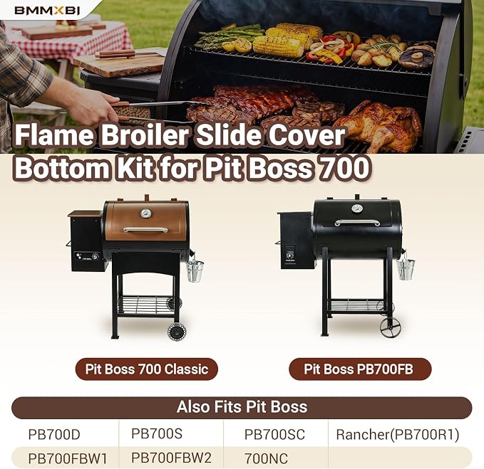 Flame Broiler Kit for Pit Boss 700 Series Pellet Grills, Flame Broiler Slide Cover Bottom Kit for Pit Boss PB700FB PB700FBW1 PB700FBW2 PB700R1 PB700S PB700SC PB700D,Pit Boss Replacement Parts