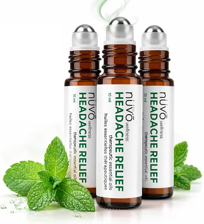 Migraine Relief Roll-On, Made with Peppermint, Lavender, Eucalyptus, & Other Aromatherapy Essential Oils, for Headaches, and Sore Muscles