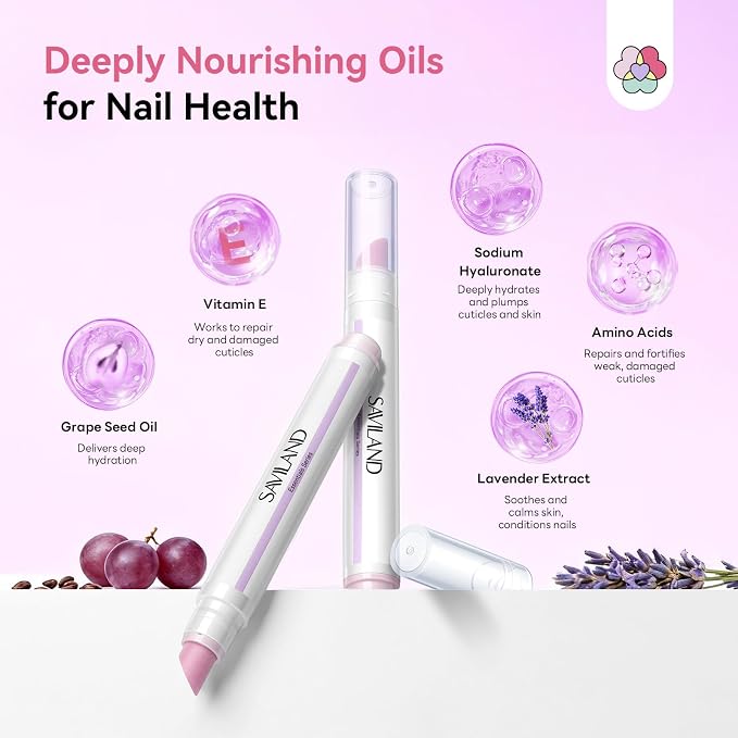 SAVILAND Cuticle Remover Pen: Ceramic Cuticle Pusher & Oil Pen 4.5ml Nail Strengther & Growth Cuticle Oil Nail Care Pen for Hangnails Dry Damaged Nails Moisturize Strengthen Brighten 2PCS