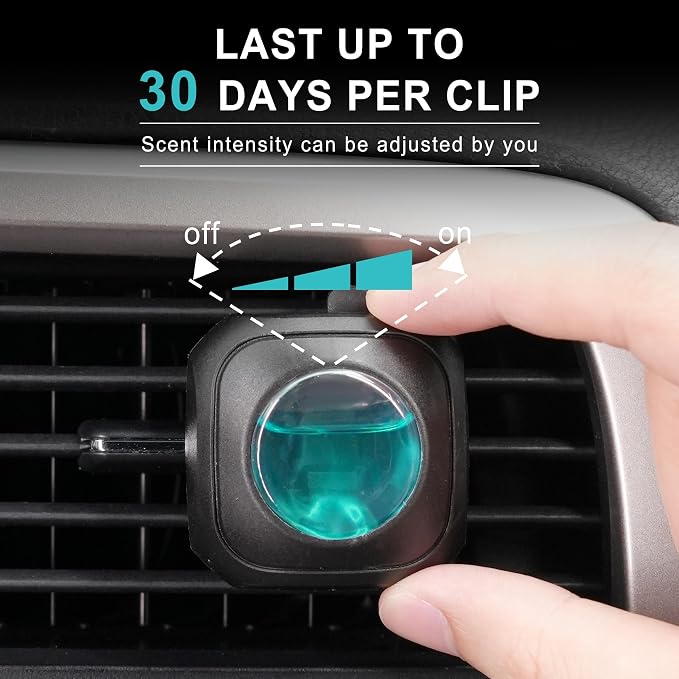 JUSTTOP Ocean Scent Car Air Freshener Clip,Provides Long Lasting Fragrance Holding for Over 120 Days,4 Vent Clips,4ml Each,Car Accessories for Men or Women(Ocean)
