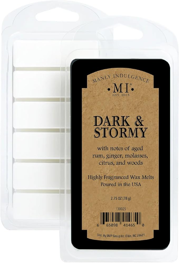 Manly Indulgence Dark & Stormy Scented Wax Melts, Wax Melt Warmer Cubes, Long Lasting Scented Wax Warmer Cubes, 4 Pack, 6 Cubes Each - Made in The USA