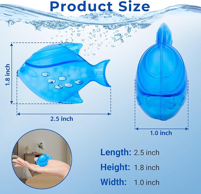 Funmit Humidifier Cleaning Fish, 6 Pack Humidifier Cleaner for Humidifiers and Fish Tanks, Purifies Water, Prevents Hard Water Build-Up, Reduces Scale, Blue