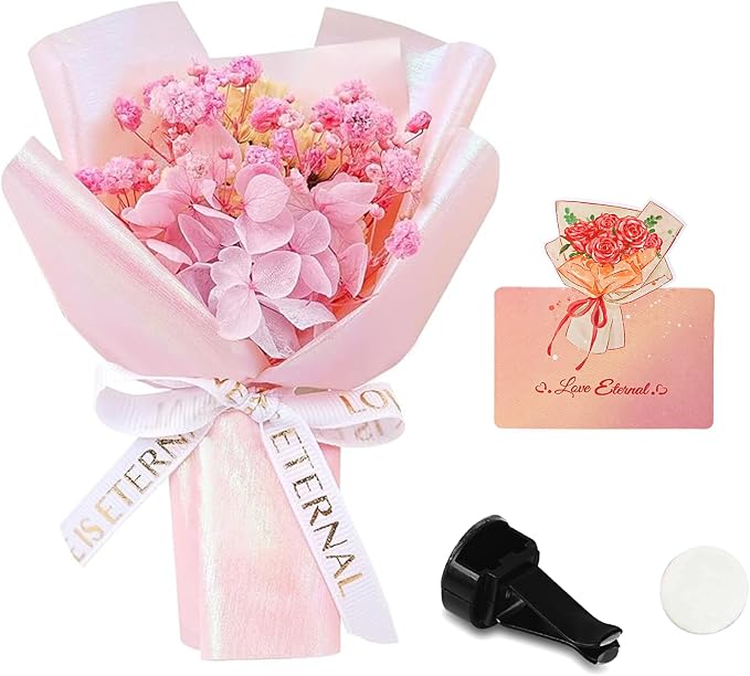 Small Bouquet Car Air Freshener Vent Clips Mini Fresh Flower Bouquet Air Conditioning Outlet Perfume Clip Decoration Essential Oil Diffuser Vent Clip Auto Interior Accessories for Car Decor