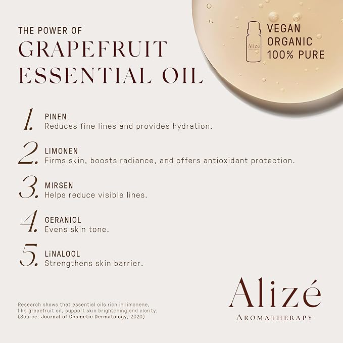 Organic Grapefruit Essential Oil, USDA Certified Organic 100% Natural & Pure Essential Oils for Diffusers for Home, Aromatherapy Oils, Diffuser Oils Scents, Energizing, 10ml-0.33 fl oz