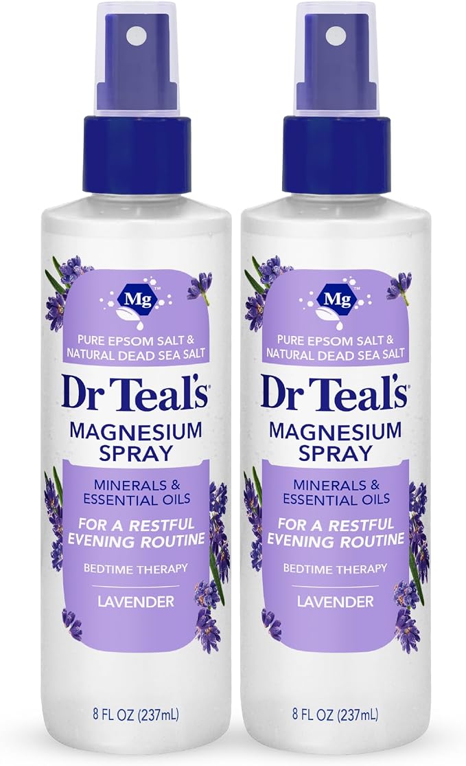 Dr Teal's Magnesium Lavender Spray with Natural Dead Sea Salt, 8 fl oz (Pack of 2)