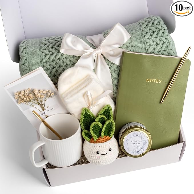 Gift Baskets for Women, Birthday Gifts for Women, Self Care Gift Baskets Care Package, Thank You, Get Well, Sympathy Inspirational Friendship Gifts for Mom, Grandma, Sister,Friends, Girls (Sage Green)