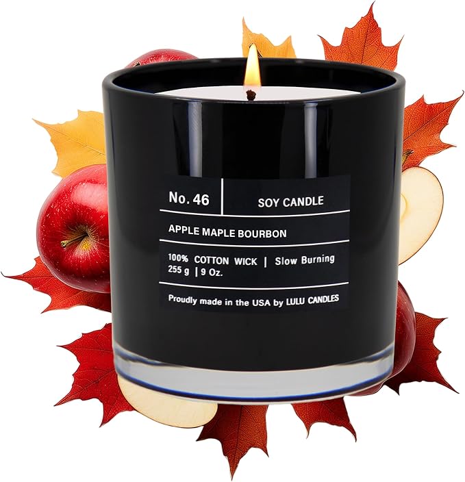 Lulu Candles | Apple Maple Bourbon Candle | Smells Like Fall | Luxury Scented Soy Jar Candle | Hand Poured in The USA | Highly Scented Long Lasting (9 Oz.)