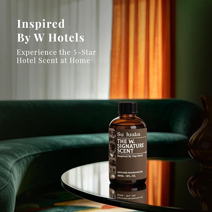 SU JUABA Hotel Diffuser Oil - Inspired by W Hotels - Neroli Guaiac Wood Leather Fragrance Oil for Aromatherapy Diffuser & DIY, Luxury Lifestyle for Home & Car, 1Fl Oz