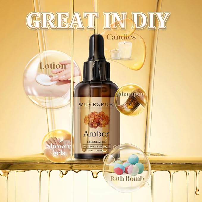 Amber Essential Oil 60ML - 100% Pure and Natural Oils for Aromatherapy Diffuser - 2 Fl Oz/Amber
