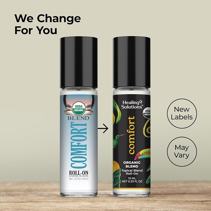 Healing Solutions (2 Pack) Comfort Essential Oil Roll-On, Perfume - Stress Ease Essential Oil Roller - Self Care Organic USDA Certified Present for Women - Roll On Perfume