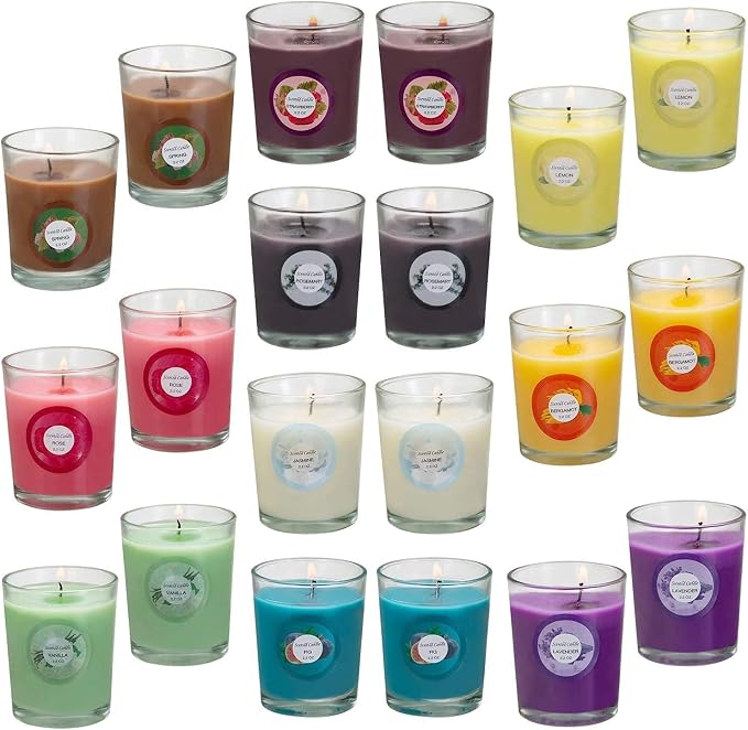 YOROXRG Scented Candles, Jasmine, Rose, Vanilla, Bergamot, fig, Lavender, Lemon, Spring,Strawberry, Rosemary, Aromatherapy Candles,Soy Wax Glass Jar Candle - 20 Pack