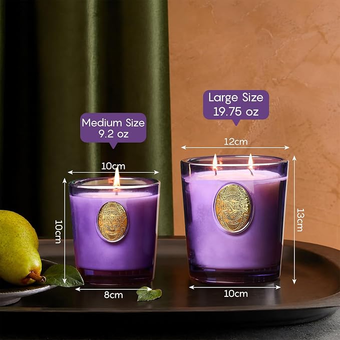 M&SENSE Natural Soy Candle | Lavender Citrus & Purple | 9.2 oz, 50H Burn Time | Luxury Scented Candle for Relaxation, Gifting, Home Décor | Ideal for Bedroom, Office, Party Ambiance