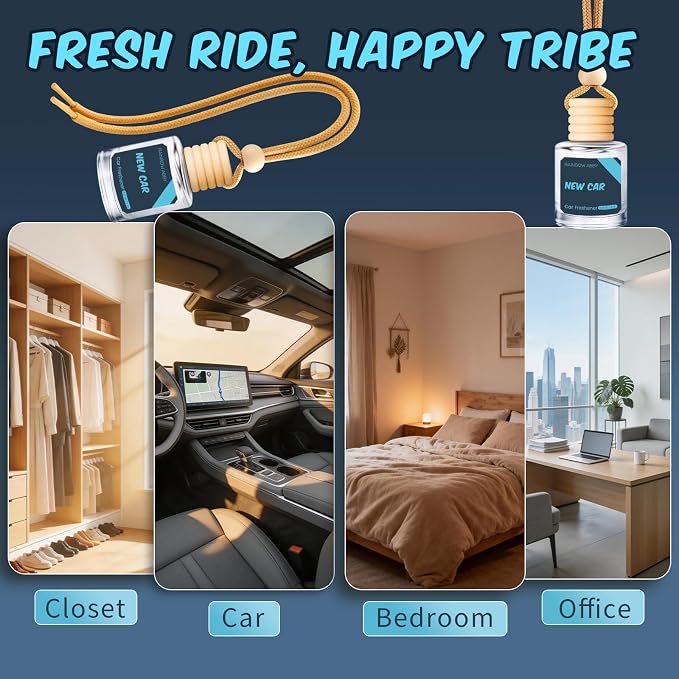 RAINBOW ABBY Car Air Freshener Hanging, New Car Fragrance Oil