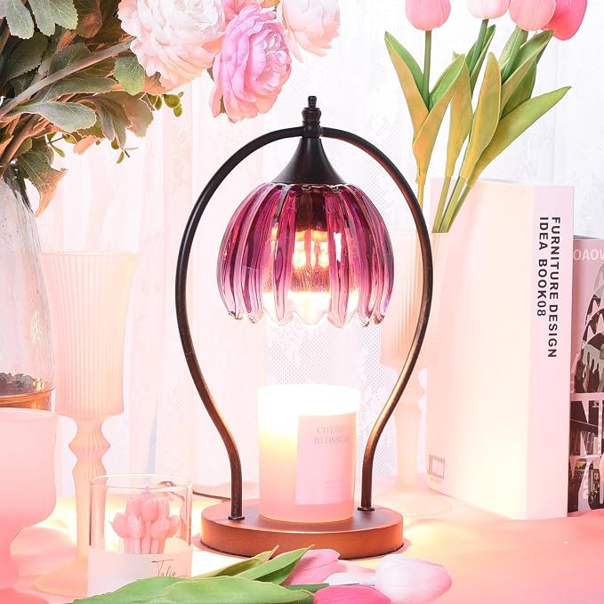 Candle Warmer Lamp, Dimmable Candle Warmer with Timer, Vintage Candles Wax Warmers for Jar Candles Birthday Gifts for Women, Mothers Day Gifts for Mom, Home Decor for Bedroom Living Room, Purple Black