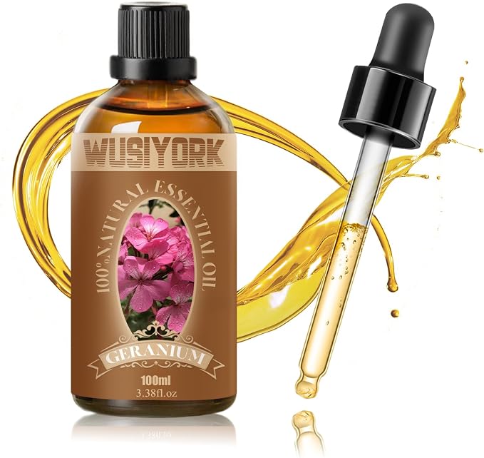 Geranium Essential Oil 100ML - 100% Pure and Natural Therapeutic Grade Oils for Aromatherapy Diffuser - 3.4 Fl Oz/Geranium