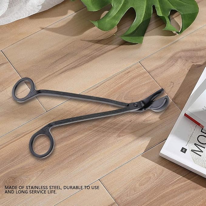 Changor Stainless Steel Candle Heart Clamp/Holder Wick Trimmer Scissors Tool for Home Use, Durable and RustResistant Candle Wick Scissors for Daily Life, 1 Piece, 6.9 * 2.3in, Black (Black)
