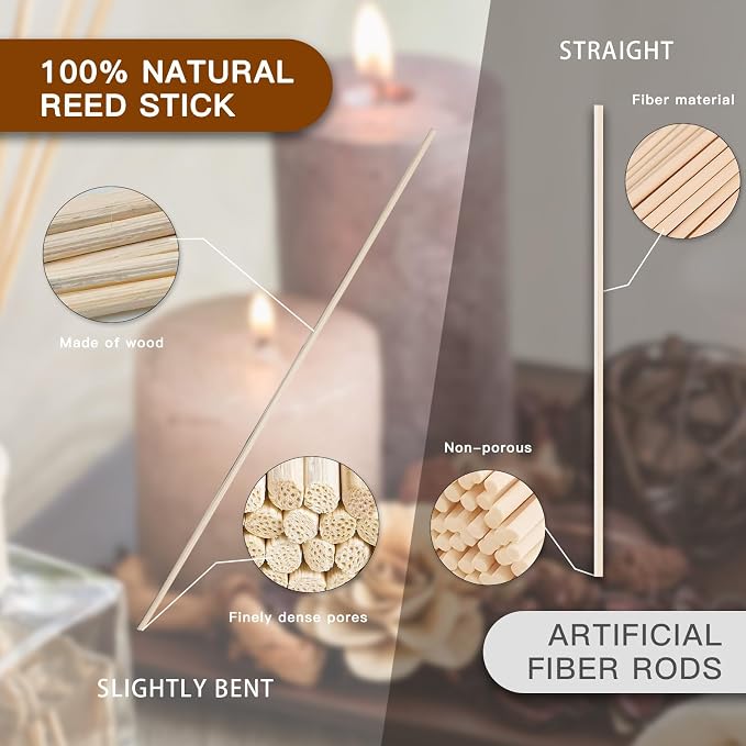 MYSTICHOME 16PCS Natural Reed Diffuser Sticks - Strong Scent for Large Rooms, Bathroom & Bedroom. Ideal Housewarming Gift, Coffee Table Decor, Black+True Set