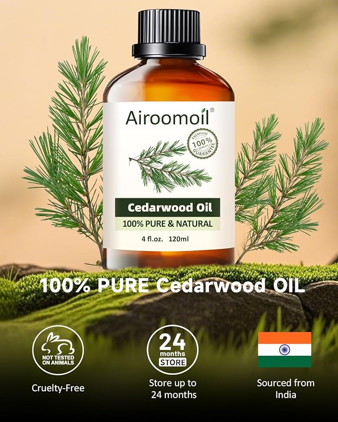 Pure Cedarwood Essential Oil 4 fl oz (120 ml) – 100% Natural, Warm Woody Aroma, Large Size for Diffusers, DIY Candles, Soaps, Sprays, Home Aromatherapy