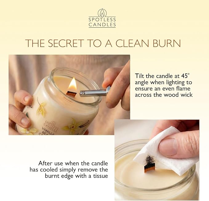 Vanilla Bean Candle 22oz: Upto 130 Hours Burn Time, Crackling Wooden Wick in Large Candle Jar with a Luxury Gift Box & Protective Shipper, Scented Candle by Spotless Candles