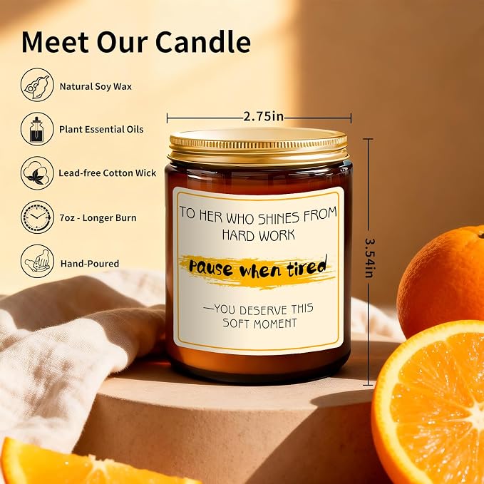 Relaxing Candle Gift for Women Men - Orange Candle for Home Scented, Relaxing Gifts for Anxiety Relief - Mothers Day, Calm Down, Birthday Aromatherapy Candles for Women Friend Coworker Mom