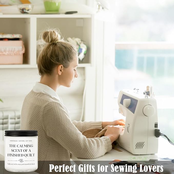 Sewing Gifts for Women, Cool Gifts for Quilters Women, Girl, Grandma, Friends, Unique Gift for Sewing Lovers, Birthday Thanksgiving Christmas Gift for Quilter, Soy Wax Lavender Scented Candle