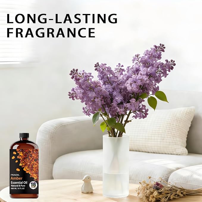 Amber Essential Oil, Amber Oil 16 Fl Oz 480ML for Diffuser Humidifier Yoga Cleaning DIY Candle Soap Making Essential Oils